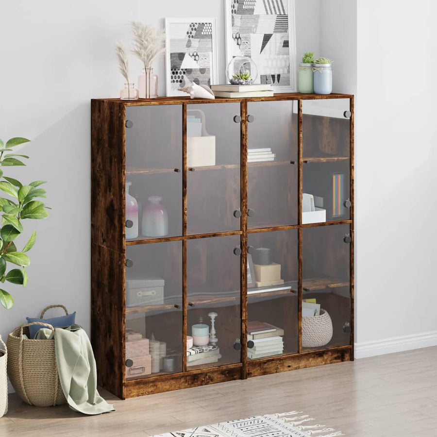 Boekenkast Met Deuren 36X37X42 Cm Hout Kleurig Gerookt eiken