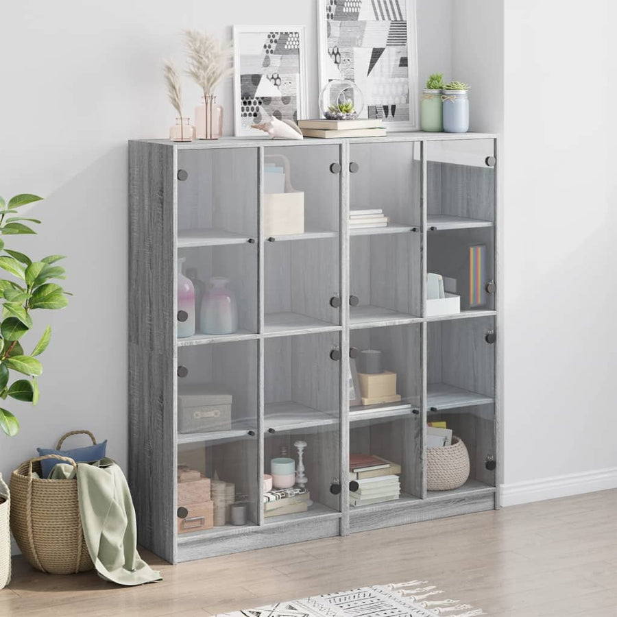 Boekenkast Met Deuren 36X37X42 Cm Hout Eiken Grijs sonoma