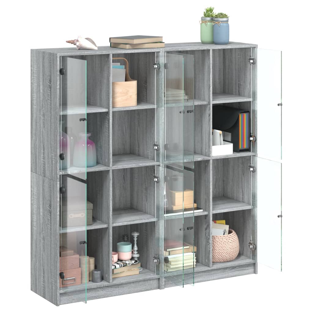 Boekenkast Met Deuren 36X37X42 Cm Hout Eiken Grijs sonoma