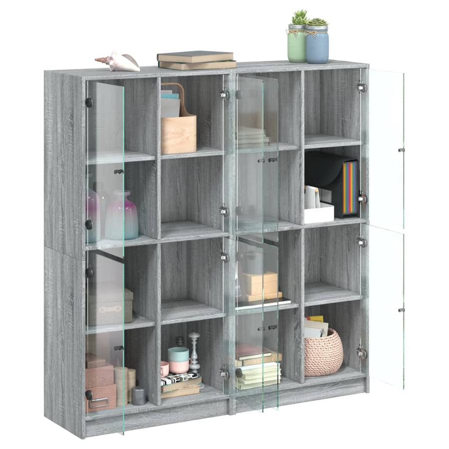 Boekenkast Met Deuren 36X37X42 Cm Hout Eiken Grijs sonoma