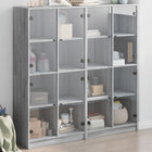 Bookcase with doors 136x37x142 cm wood grey Sonoma oak