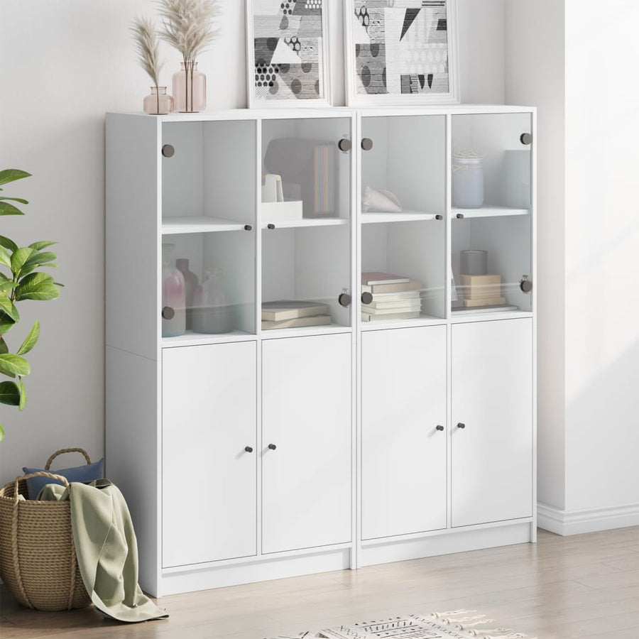 Boekenkast Met Deuren 36X37X42 Cm Bewerkt Hout Wit