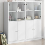 Boekenkast 136x37x142 cm wit bewerkt hout