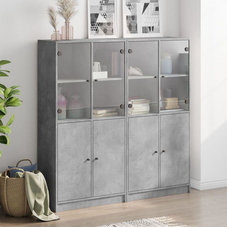 Boekenkast Met Deuren 36X37X42 Cm Bewerkt Hout Betongrijs