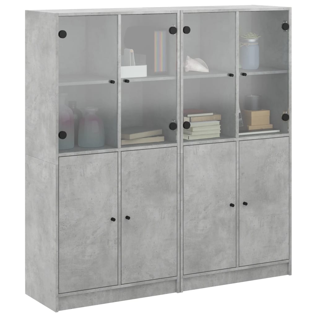 Boekenkast Met Deuren 36X37X42 Cm Bewerkt Hout Betongrijs