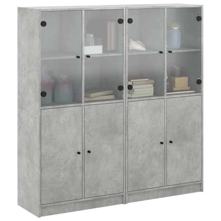 Boekenkast Met Deuren 36X37X42 Cm Bewerkt Hout Betongrijs