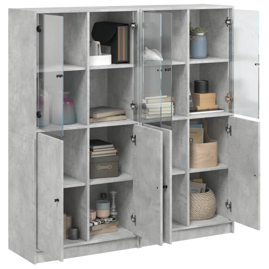 Boekenkast Met Deuren 36X37X42 Cm Bewerkt Hout Betongrijs