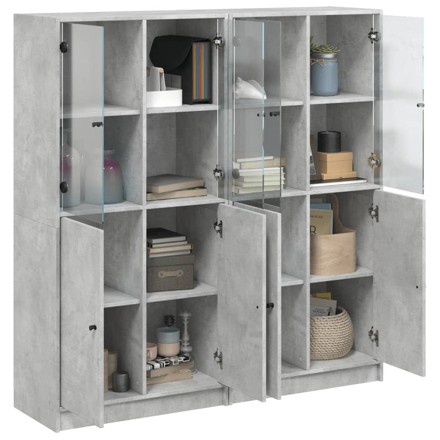 Boekenkast Met Deuren 36X37X42 Cm Bewerkt Hout Betongrijs