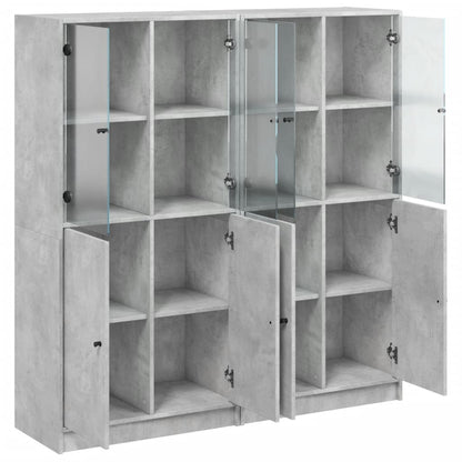 Boekenkast Met Deuren 36X37X42 Cm Bewerkt Hout Betongrijs