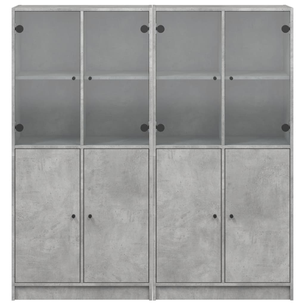 Boekenkast Met Deuren 36X37X42 Cm Bewerkt Hout Betongrijs