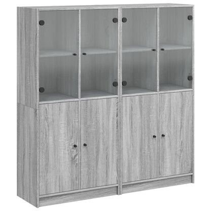 Boekenkast Met Deuren 136X37X142 Cm Hout Eiken 136 cm Grijs sonoma