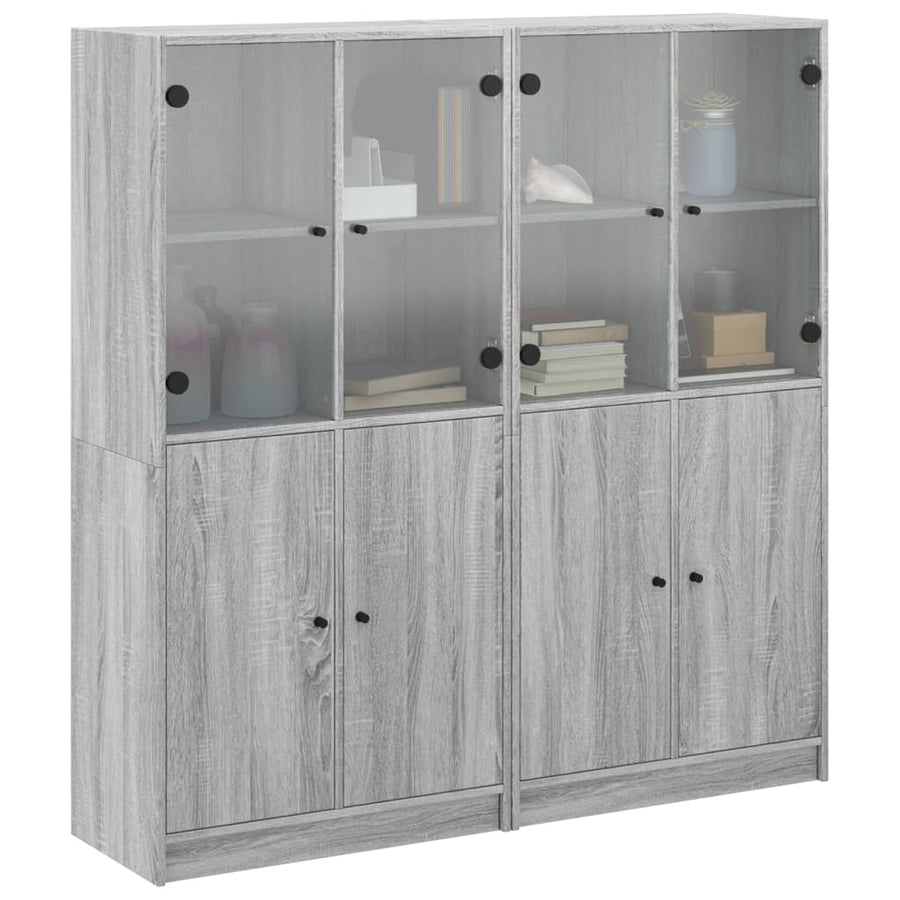 Boekenkast Met Deuren 136X37X142 Cm Hout Eiken 136 cm Grijs sonoma