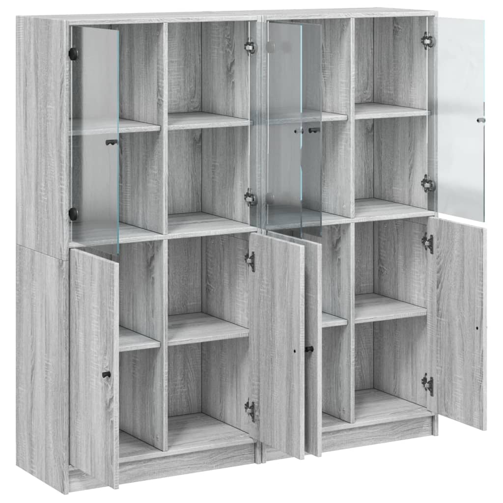 Boekenkast Met Deuren 136X37X142 Cm Hout Eiken 136 cm Grijs sonoma