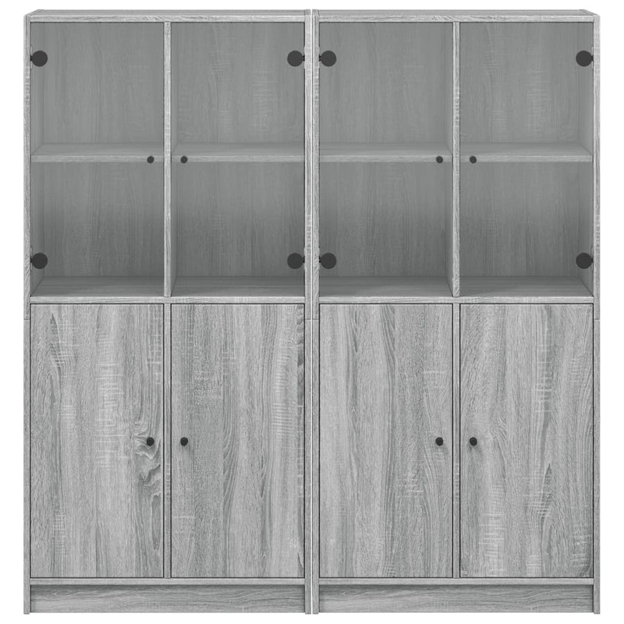 Boekenkast Met Deuren 136X37X142 Cm Hout Eiken 136 cm Grijs sonoma