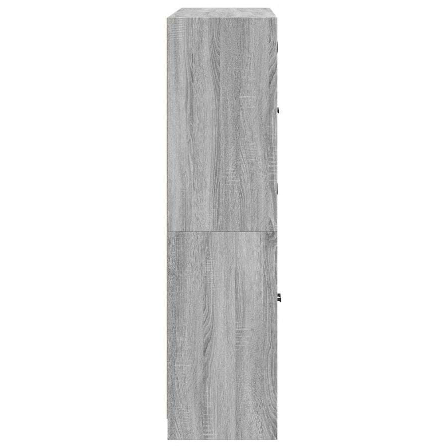 Boekenkast Met Deuren 136X37X142 Cm Hout Eiken 136 cm Grijs sonoma