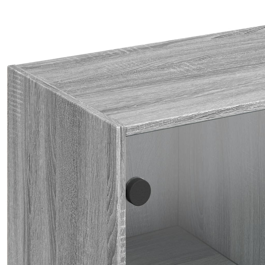 Boekenkast Met Deuren 136X37X142 Cm Hout Eiken 136 cm Grijs sonoma