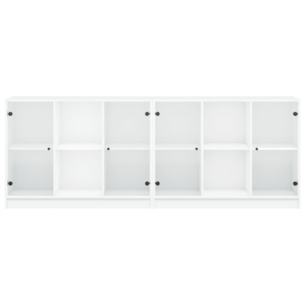 Boekenkast Met Deuren 204X37X75 Cm Bewerkt Hout Wit