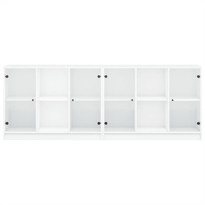 Boekenkast Met Deuren 204X37X75 Cm Bewerkt Hout Wit