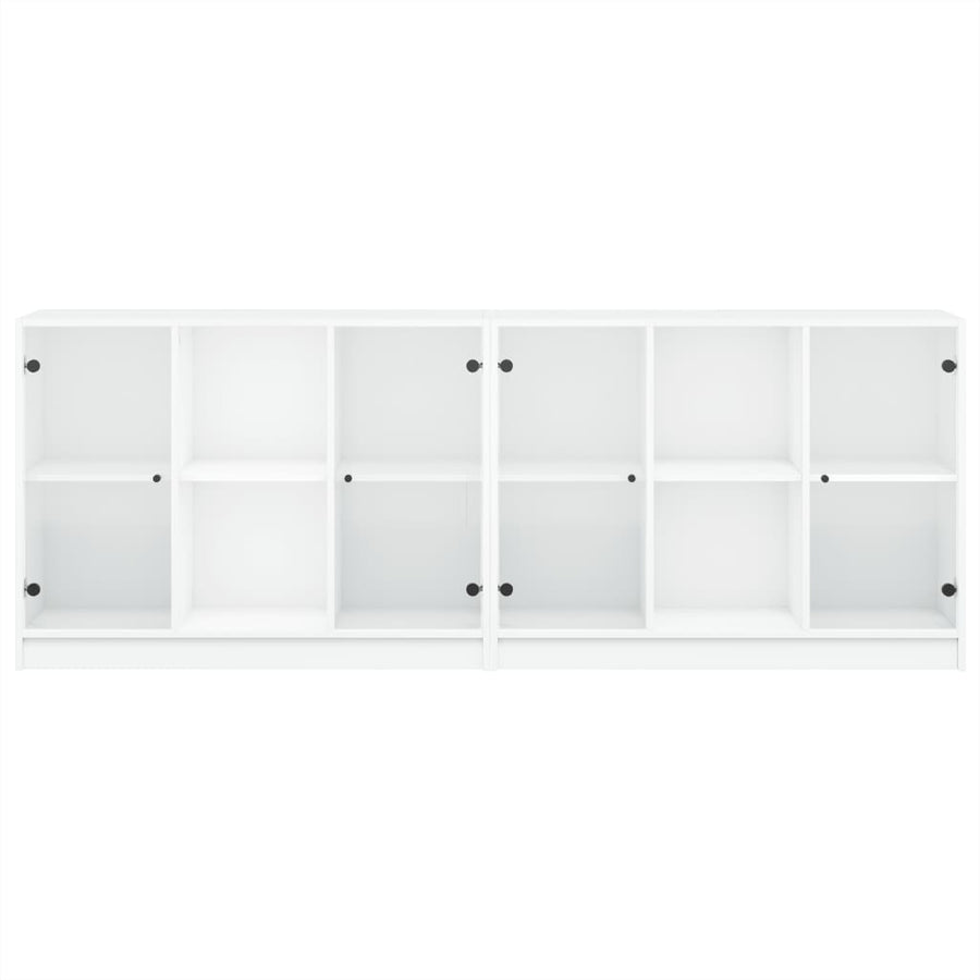 Boekenkast Met Deuren 204X37X75 Cm Bewerkt Hout Wit