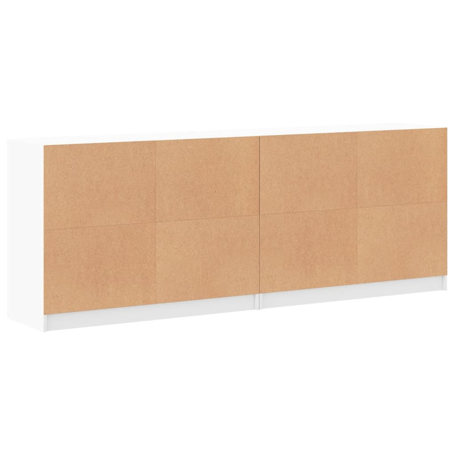 Boekenkast Met Deuren 204X37X75 Cm Bewerkt Hout Wit