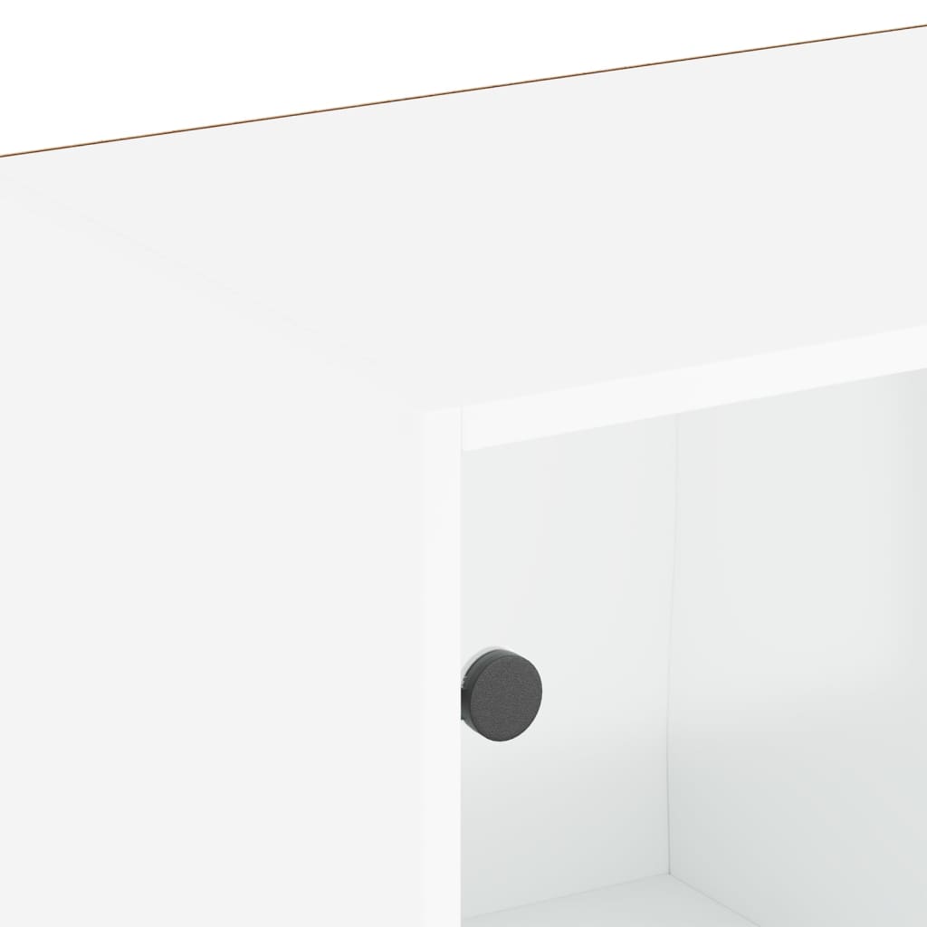 Boekenkast Met Deuren 204X37X75 Cm Bewerkt Hout Wit