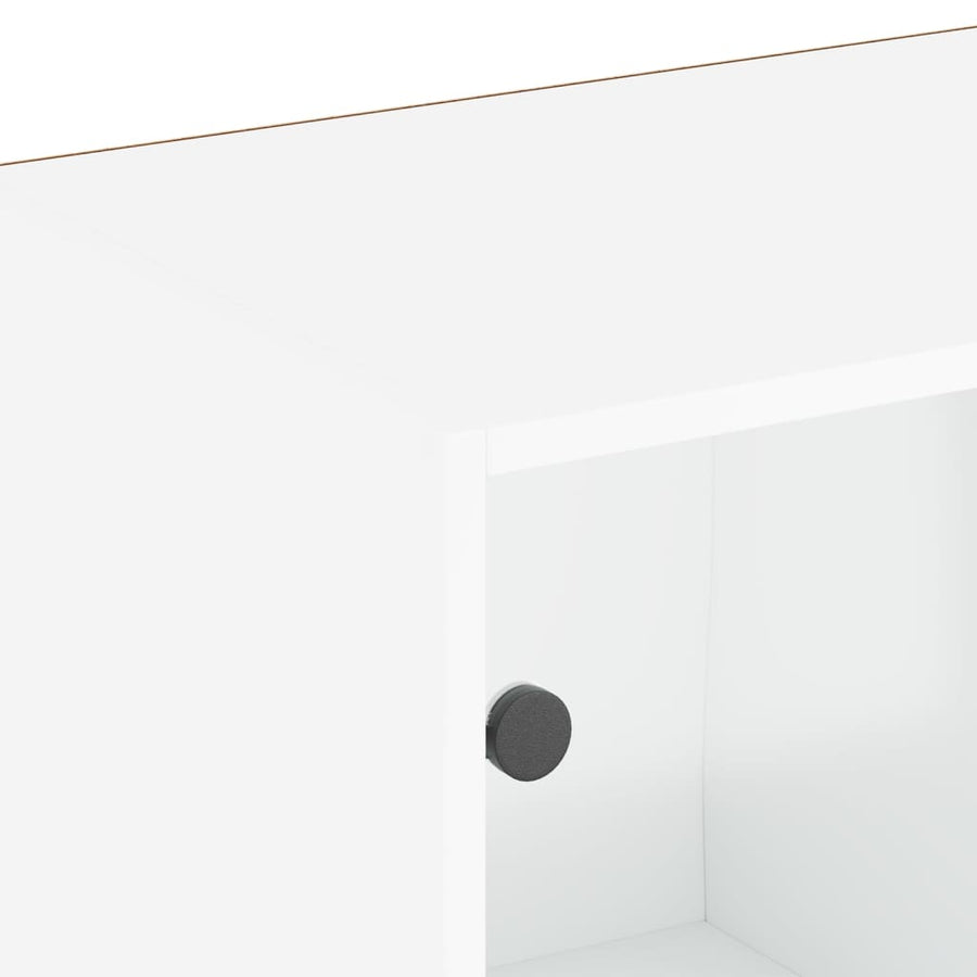 Boekenkast Met Deuren 204X37X75 Cm Bewerkt Hout Wit