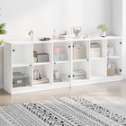 Boekenkast met deuren 204x37x75 cm wit bewerkt hout