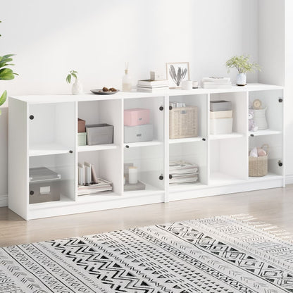 Boekenkast Met Deuren 204X37X75 Cm Bewerkt Hout Wit