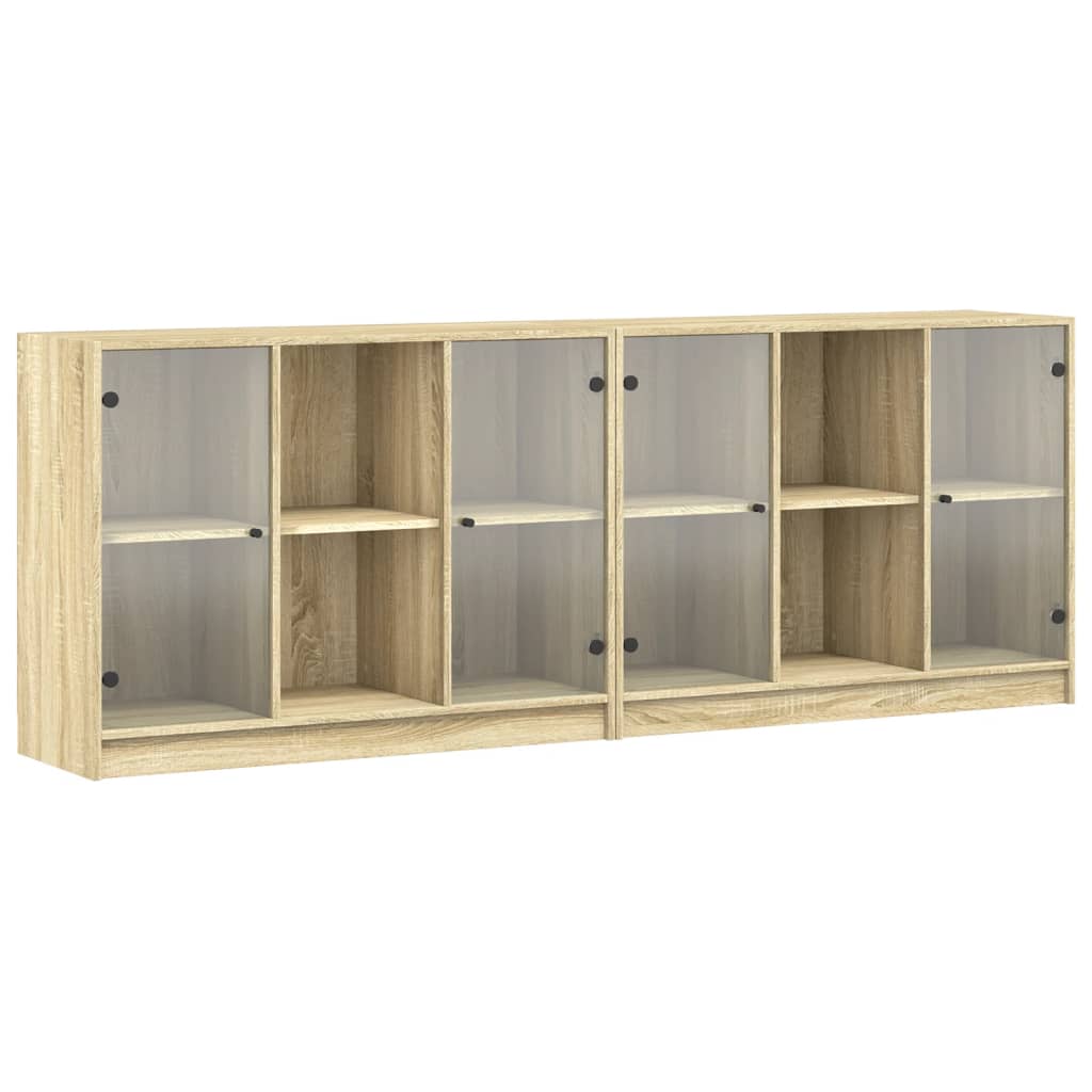 Boekenkast Met Deuren 204X37X75 Cm Hout Kleurig 204 cm