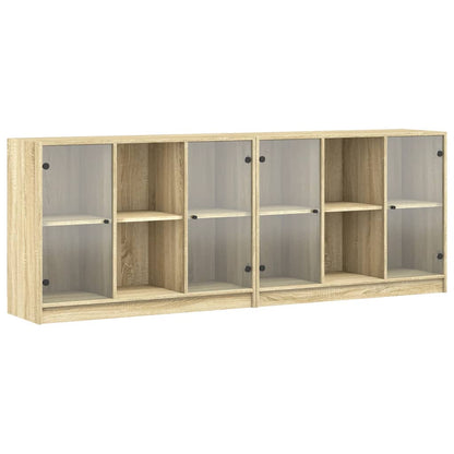 Boekenkast Met Deuren 204X37X75 Cm Hout Kleurig 204 cm