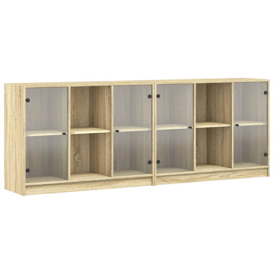 Boekenkast Met Deuren 204X37X75 Cm Hout Kleurig 204 cm