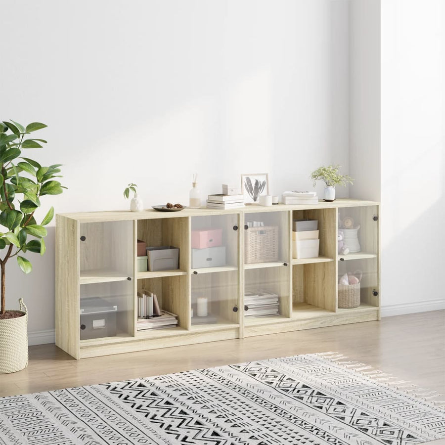 Boekenkast Met Deuren 204X37X75 Cm Hout Kleurig 204 cm