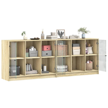 Boekenkast Met Deuren 204X37X75 Cm Hout Kleurig 204 cm