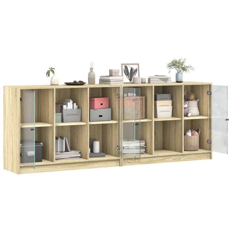 Boekenkast Met Deuren 204X37X75 Cm Hout Kleurig 204 cm