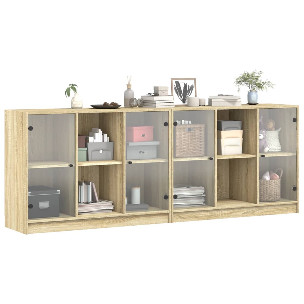 Boekenkast Met Deuren 204X37X75 Cm Hout Kleurig 204 cm