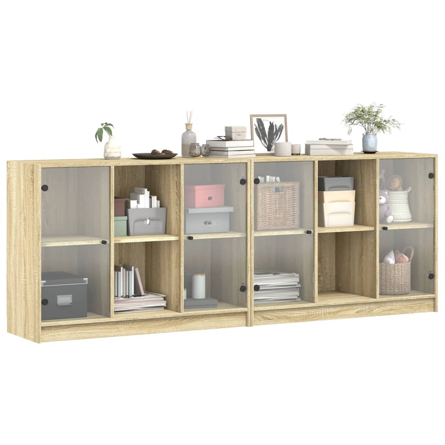 Boekenkast Met Deuren 204X37X75 Cm Hout Kleurig 204 cm