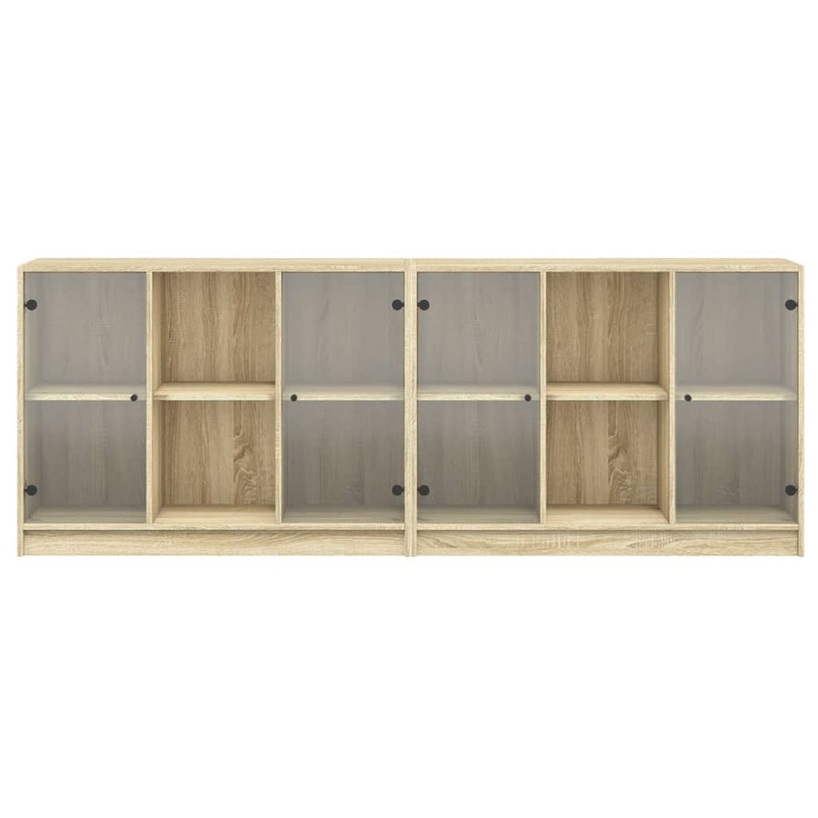 Boekenkast Met Deuren 204X37X75 Cm Hout Kleurig 204 cm