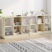 Boekenkast 204x37x75 cm houtkleurig met deuren