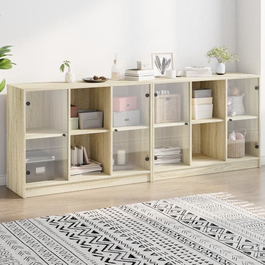 Boekenkast Met Deuren 204X37X75 Cm Hout Kleurig 204 cm