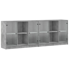 Boekenkast Met Deuren 204X37X75 Cm Bewerkt Hout Betongrijs