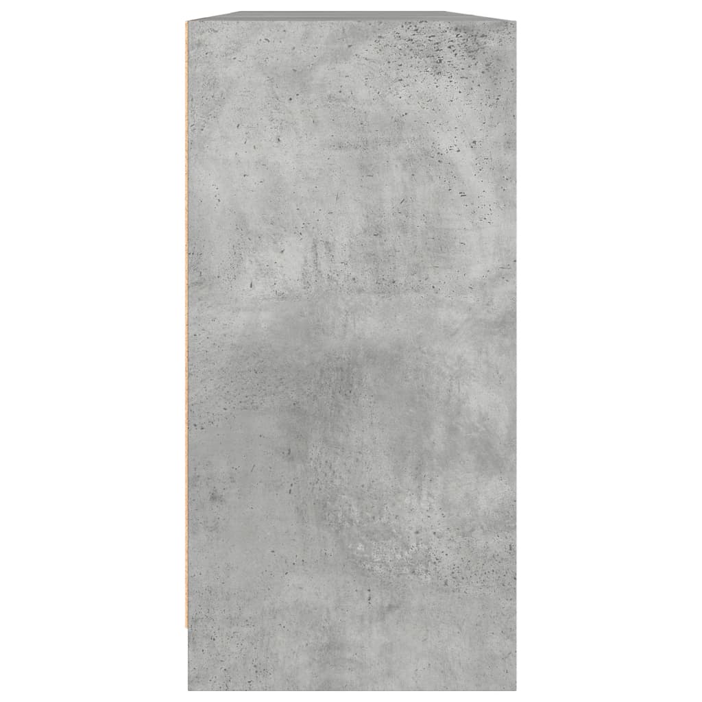 Boekenkast Met Deuren 204X37X75 Cm Bewerkt Hout Betongrijs