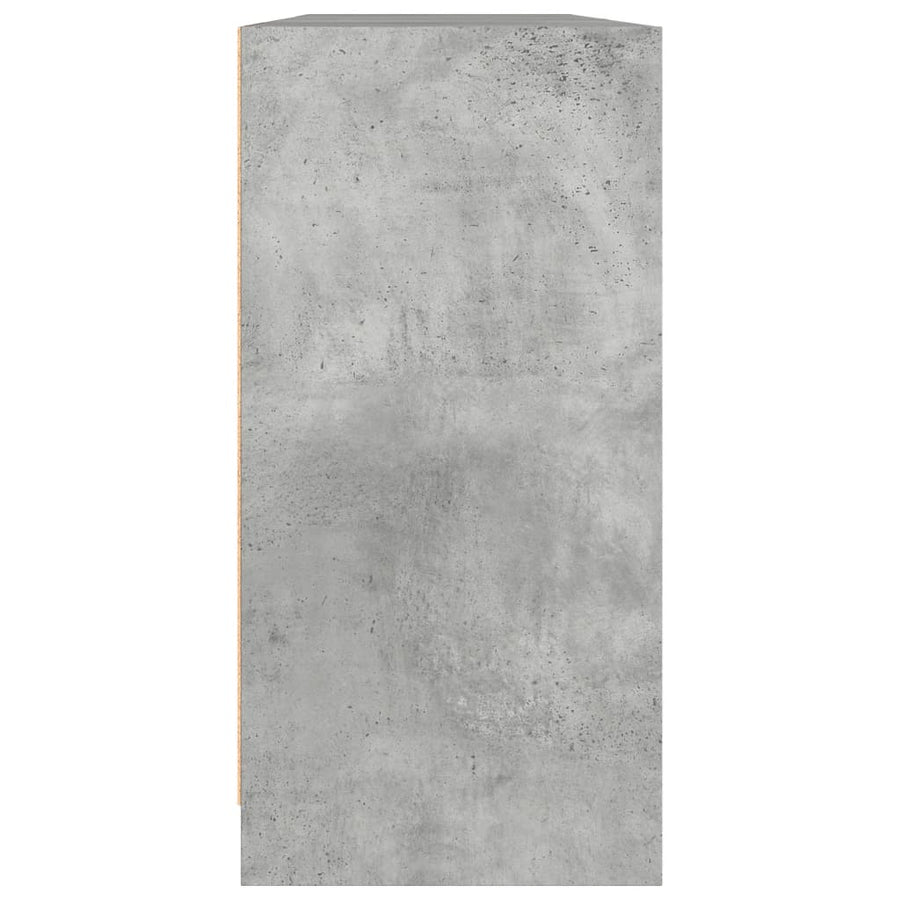 Boekenkast Met Deuren 204X37X75 Cm Bewerkt Hout Betongrijs