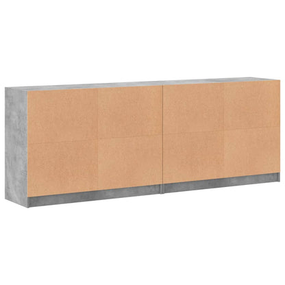 Boekenkast Met Deuren 204X37X75 Cm Bewerkt Hout Betongrijs