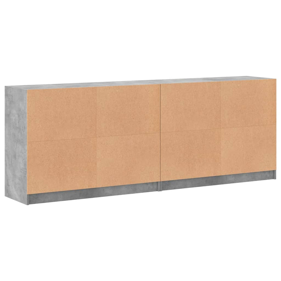 Boekenkast Met Deuren 204X37X75 Cm Bewerkt Hout Betongrijs