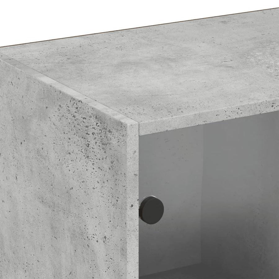 Boekenkast Met Deuren 204X37X75 Cm Bewerkt Hout Betongrijs