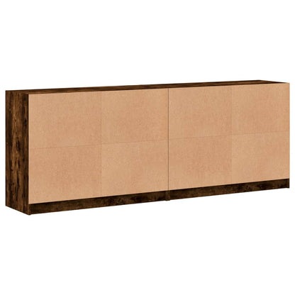 Boekenkast Met Deuren 204X37X75 Cm Hout Gerookt Eikenkleurig