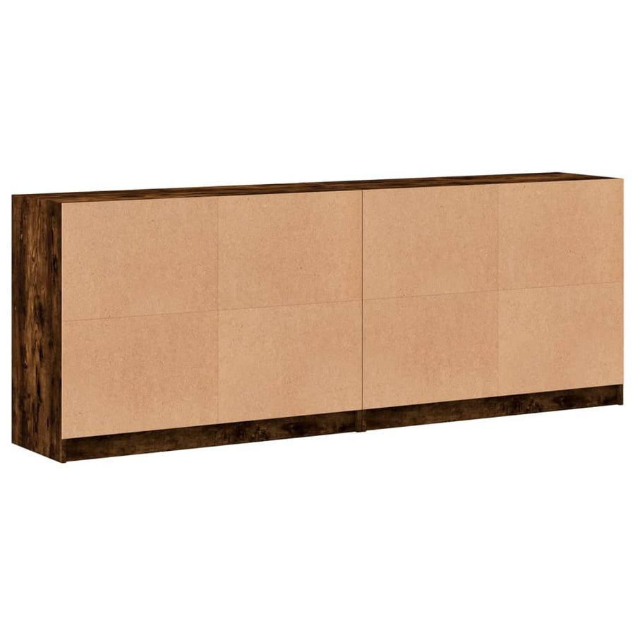 Boekenkast Met Deuren 204X37X75 Cm Hout Gerookt Eikenkleurig