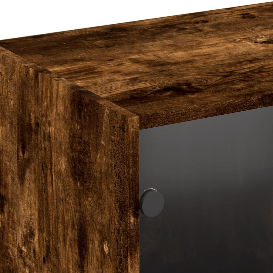 Boekenkast Met Deuren 204X37X75 Cm Hout Gerookt Eikenkleurig