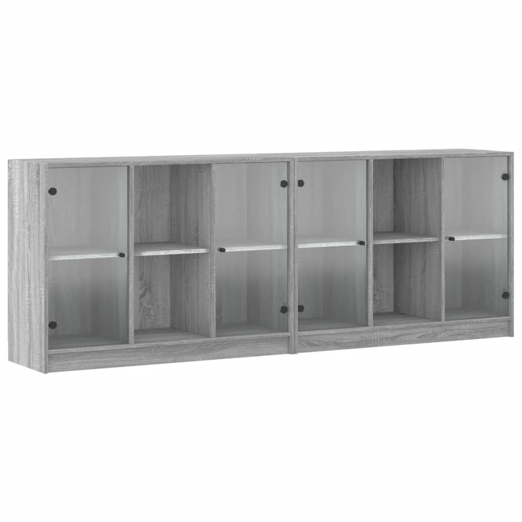 Boekenkast Met Deuren 204X37X75 Cm Hout Grijs Sonoma Eikenkleur