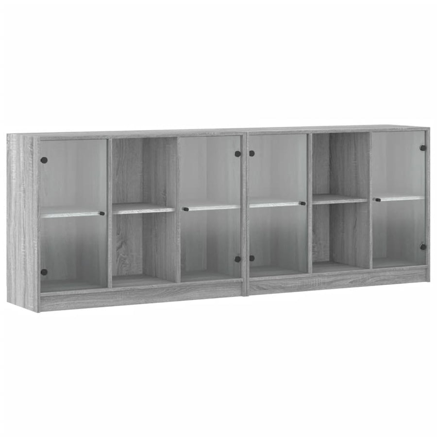 Boekenkast Met Deuren 204X37X75 Cm Hout Grijs Sonoma Eikenkleur